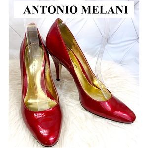 ANTONIO MELANI Red Leather Patent Pump heels